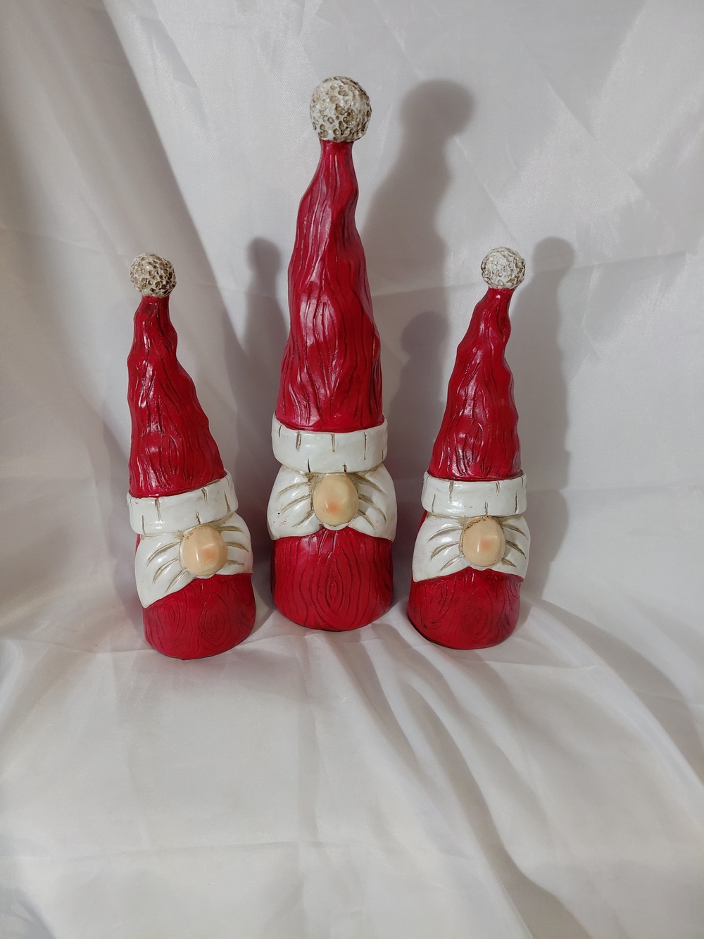 Set of 3 Red and White Holiday Gnome Figurines